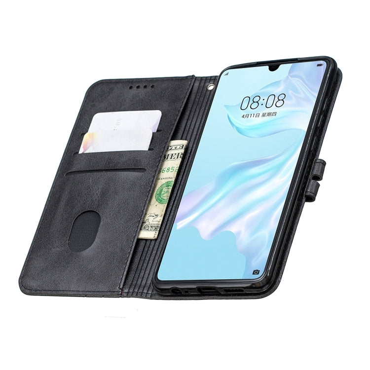 For Huawei P30 Stitching Style 2-Color Cow Texture Horizontal Flip PU Leather Case with Holder & Card Slot & Lanyard