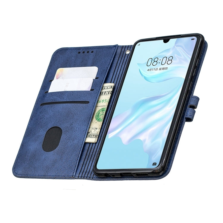 For Huawei P30 Stitching Style 2-Color Cow Texture Horizontal Flip PU Leather Case with Holder & Card Slot & Lanyard