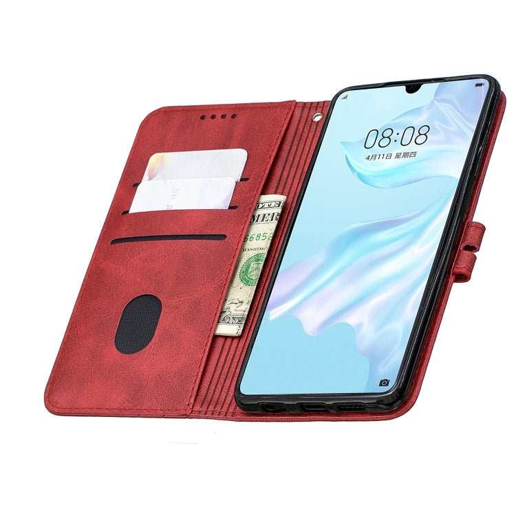 For Huawei P30 Stitching Style 2-Color Cow Texture Horizontal Flip PU Leather Case with Holder & Card Slot & Lanyard