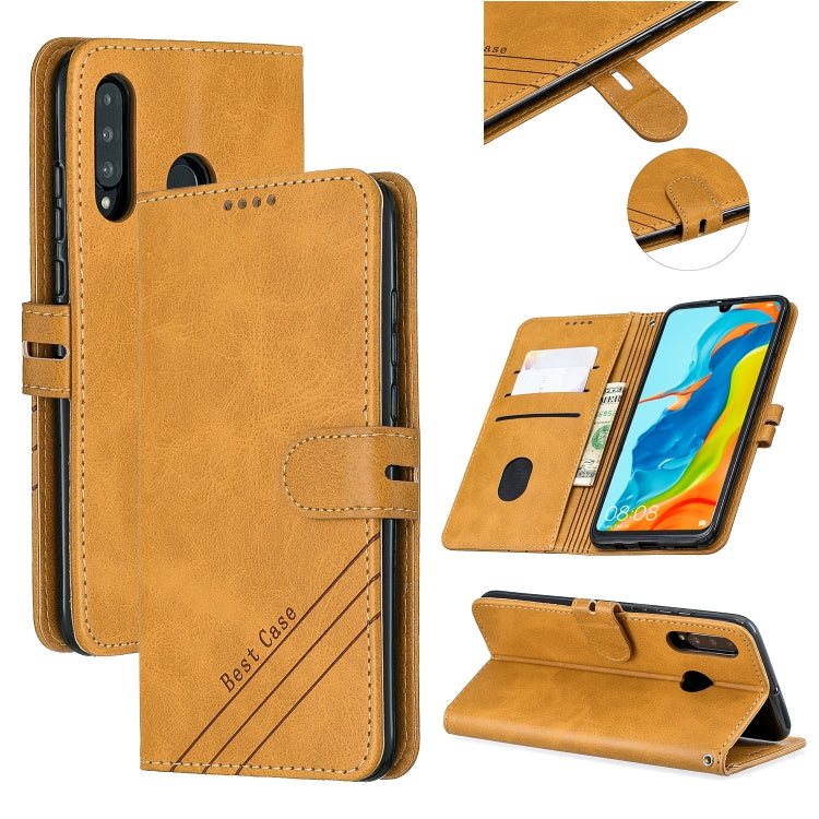 For Huawei P30 Lite Stitching Style 2-Color Cow Texture Horizontal Flip PU Leather Case with Holder & Card Slot & Lanyard