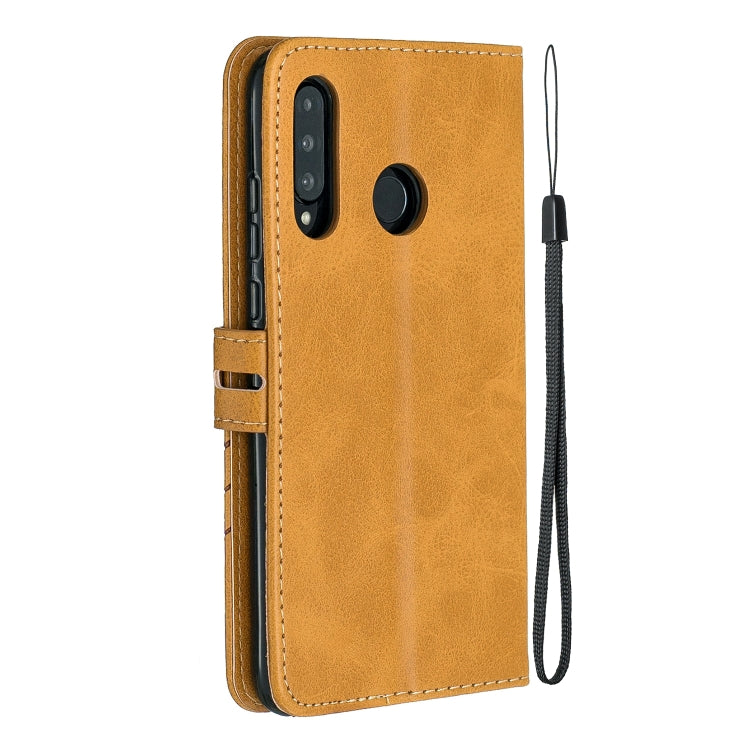 For Huawei P30 Lite Stitching Style 2-Color Cow Texture Horizontal Flip PU Leather Case with Holder & Card Slot & Lanyard