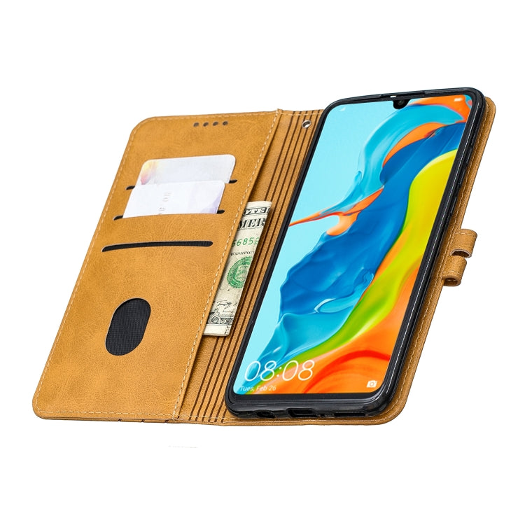 For Huawei P30 Lite Stitching Style 2-Color Cow Texture Horizontal Flip PU Leather Case with Holder & Card Slot & Lanyard