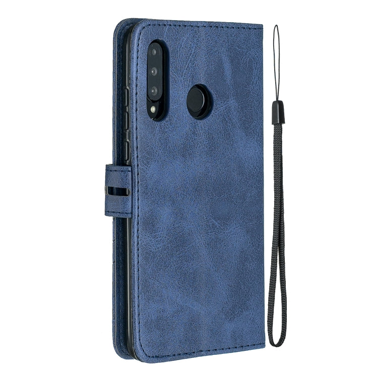 For Huawei P30 Lite Stitching Style 2-Color Cow Texture Horizontal Flip PU Leather Case with Holder & Card Slot & Lanyard
