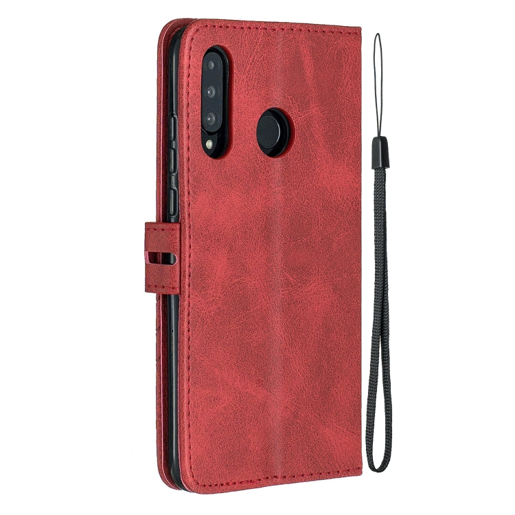 For Huawei P30 Lite Stitching Style 2-Color Cow Texture Horizontal Flip PU Leather Case with Holder & Card Slot & Lanyard