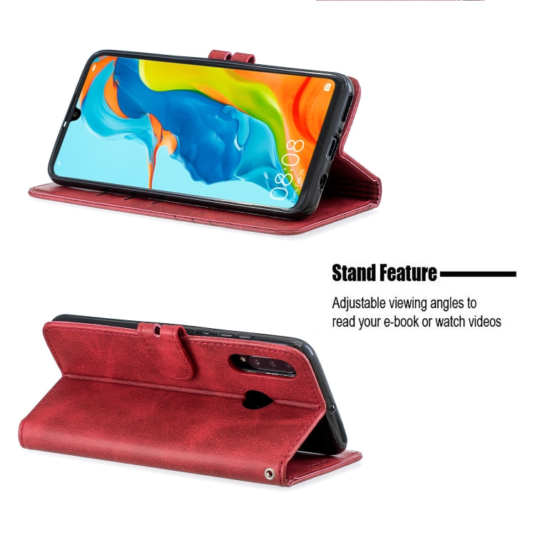 For Huawei P30 Lite Stitching Style 2-Color Cow Texture Horizontal Flip PU Leather Case with Holder & Card Slot & Lanyard