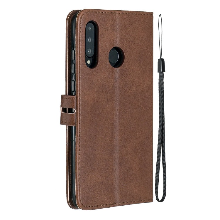 For Huawei P30 Pro Stitching Style 2-Color Cow Texture Horizontal Flip PU Leather Case with Holder & Card Slot & Lanyard