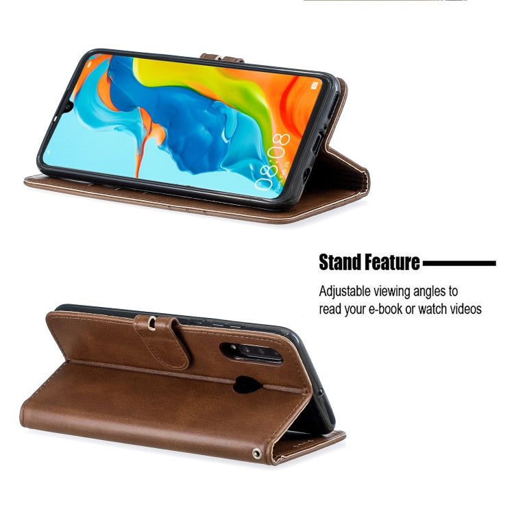 For Huawei P30 Pro Stitching Style 2-Color Cow Texture Horizontal Flip PU Leather Case with Holder & Card Slot & Lanyard