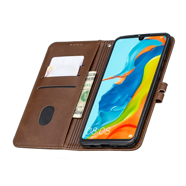 For Huawei P30 Pro Stitching Style 2-Color Cow Texture Horizontal Flip PU Leather Case with Holder & Card Slot & Lanyard