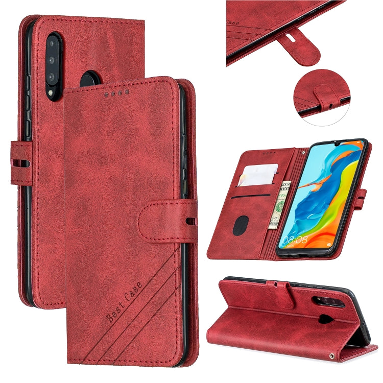 For Huawei P30 Pro Stitching Style 2-Color Cow Texture Horizontal Flip PU Leather Case with Holder & Card Slot & Lanyard
