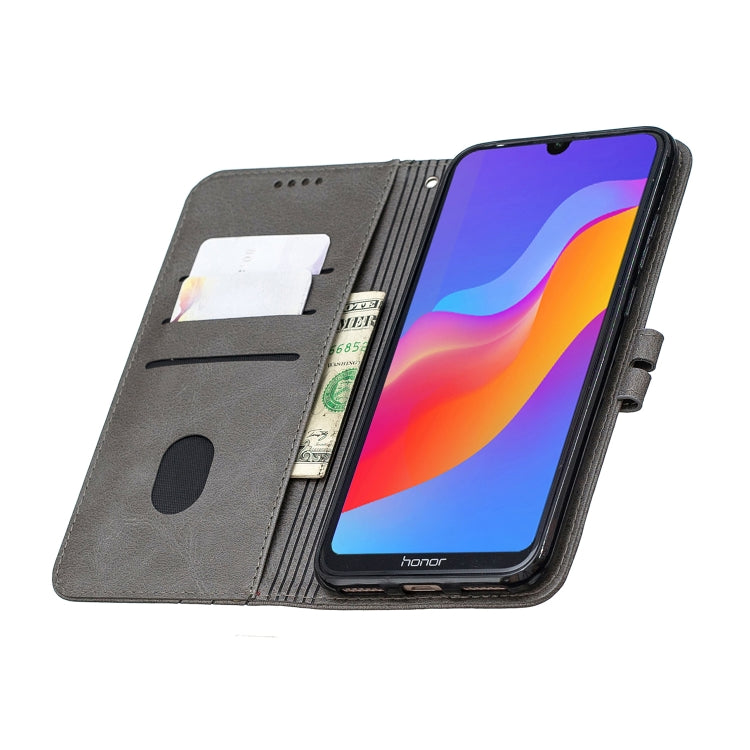 For Huawei Y6 2019 / Honor 8A Stitching Style 2-Color Cow Texture Horizontal Flip PU Leather Case with Holder & Card Slot & Lanyard
