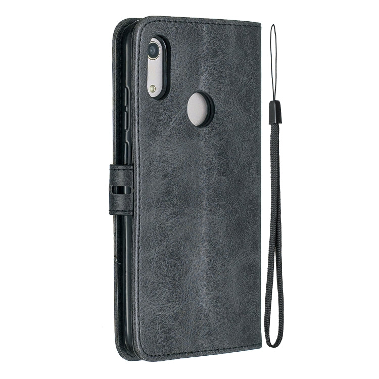 For Huawei Y6 2019 / Honor 8A Stitching Style 2-Color Cow Texture Horizontal Flip PU Leather Case with Holder & Card Slot & Lanyard