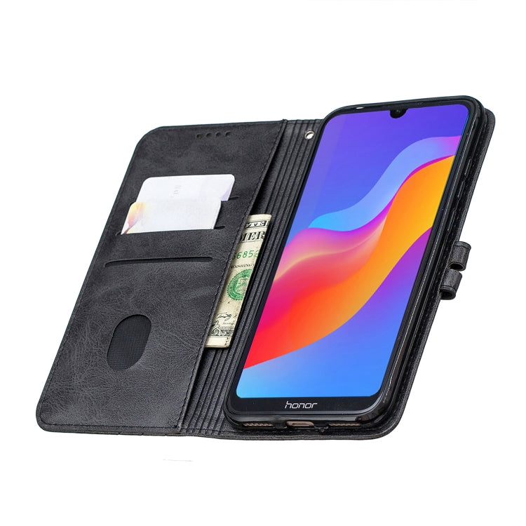 For Huawei Y6 2019 / Honor 8A Stitching Style 2-Color Cow Texture Horizontal Flip PU Leather Case with Holder & Card Slot & Lanyard