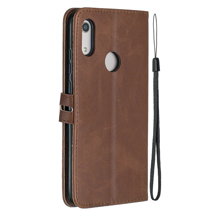 For Huawei Y6 2019 / Honor 8A Stitching Style 2-Color Cow Texture Horizontal Flip PU Leather Case with Holder & Card Slot & Lanyard