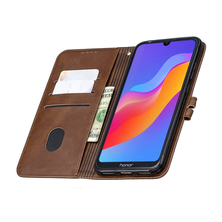 For Huawei Y6 2019 / Honor 8A Stitching Style 2-Color Cow Texture Horizontal Flip PU Leather Case with Holder & Card Slot & Lanyard