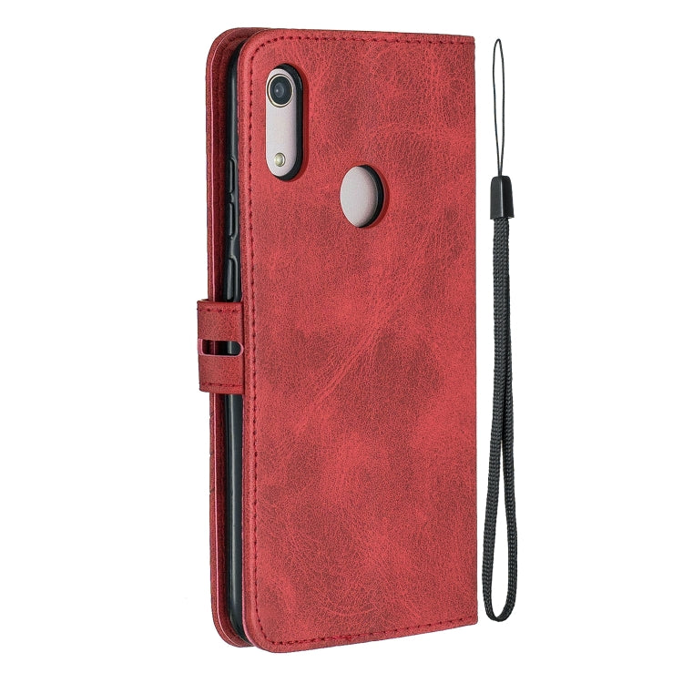 For Huawei Y6 2019 / Honor 8A Stitching Style 2-Color Cow Texture Horizontal Flip PU Leather Case with Holder & Card Slot & Lanyard