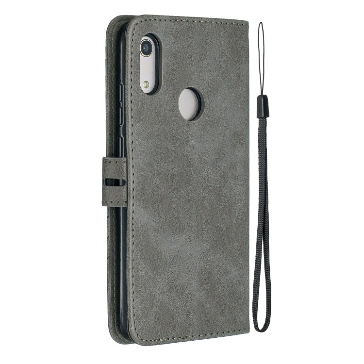 For Huawei Y7 2019 / Enjoy 9Stitching Style 2-Color Cow Texture Horizontal Flip PU Leather Case with Holder & Card Slot & Lanyard
