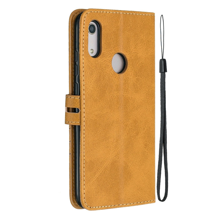 For Huawei Y7 2019 / Enjoy 9Stitching Style 2-Color Cow Texture Horizontal Flip PU Leather Case with Holder & Card Slot & Lanyard