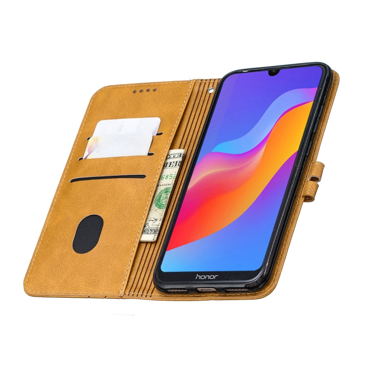 For Huawei Y7 2019 / Enjoy 9Stitching Style 2-Color Cow Texture Horizontal Flip PU Leather Case with Holder & Card Slot & Lanyard