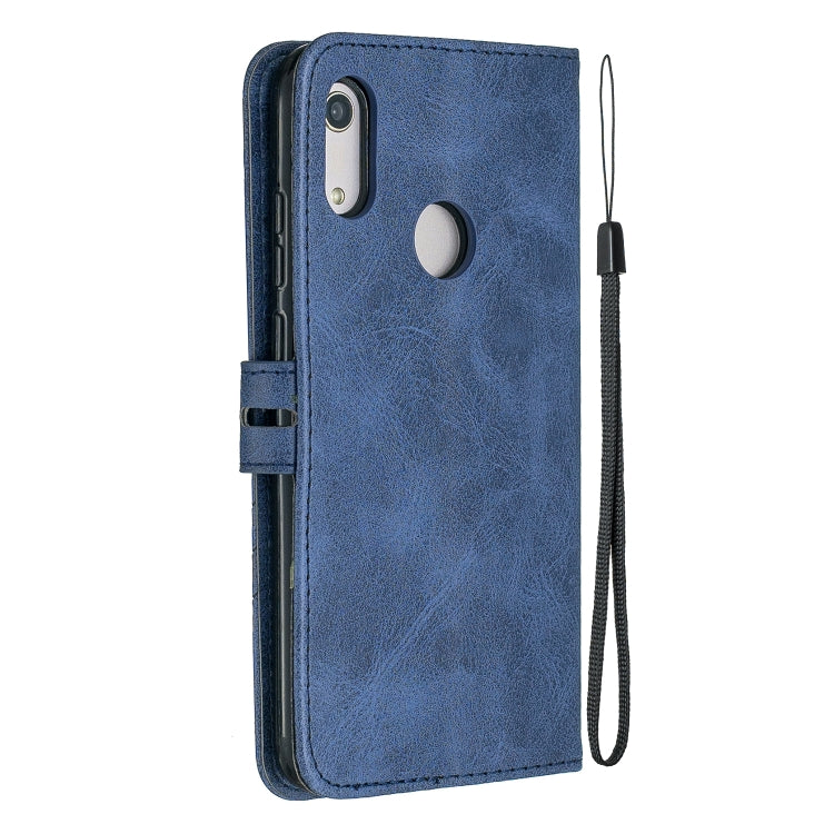 For Huawei Y7 2019 / Enjoy 9Stitching Style 2-Color Cow Texture Horizontal Flip PU Leather Case with Holder & Card Slot & Lanyard