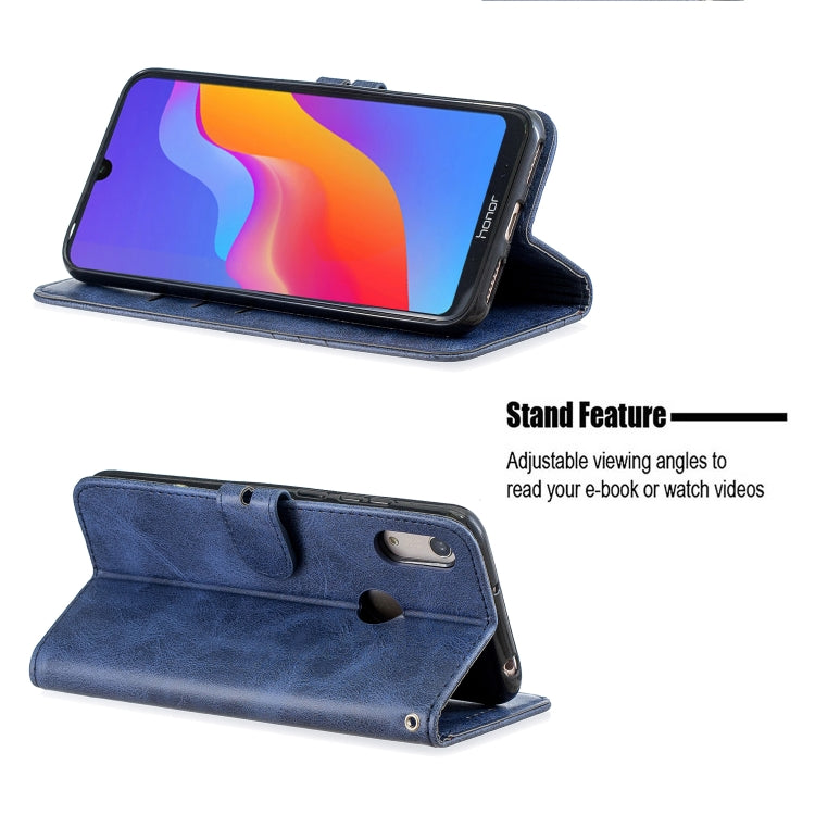 For Huawei Y7 2019 / Enjoy 9Stitching Style 2-Color Cow Texture Horizontal Flip PU Leather Case with Holder & Card Slot & Lanyard