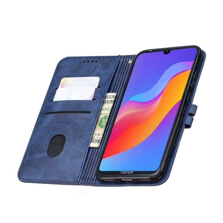 For Huawei Y7 2019 / Enjoy 9Stitching Style 2-Color Cow Texture Horizontal Flip PU Leather Case with Holder & Card Slot & Lanyard