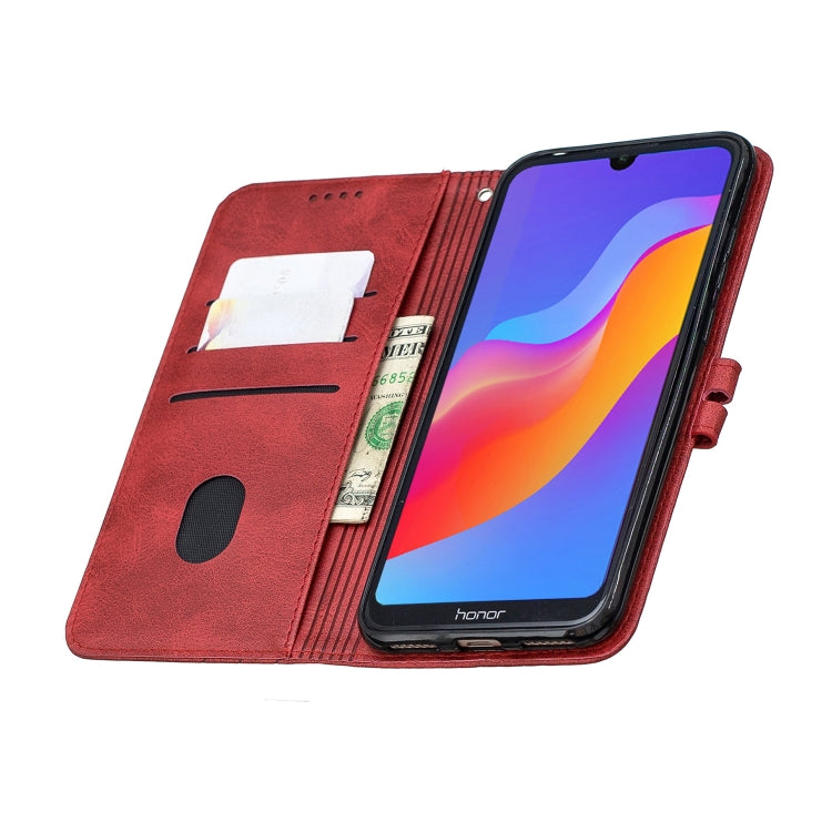 For Huawei Y7 2019 / Enjoy 9Stitching Style 2-Color Cow Texture Horizontal Flip PU Leather Case with Holder & Card Slot & Lanyard