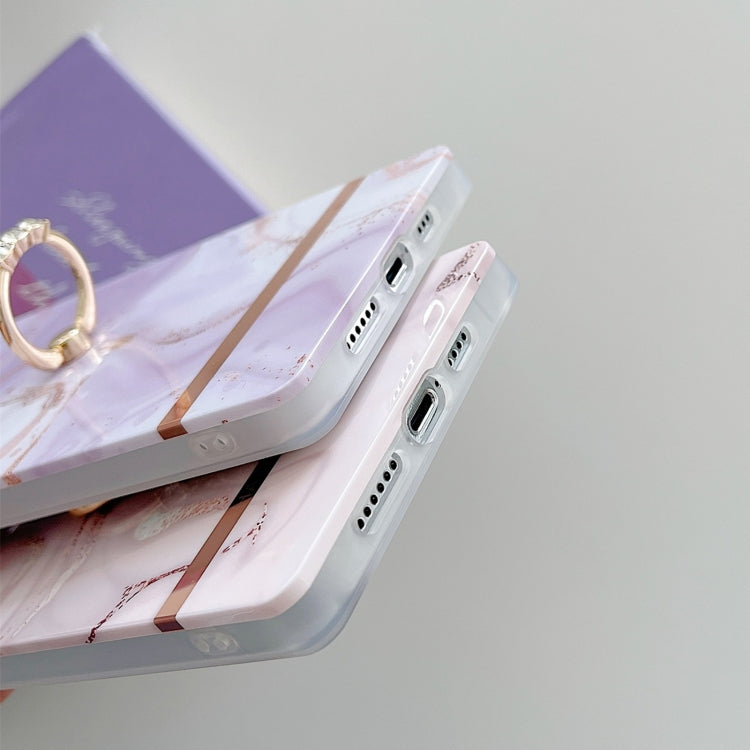 For iPhone 12 Pro Max Ring Holder Square Plating Gold Edge Phone Case