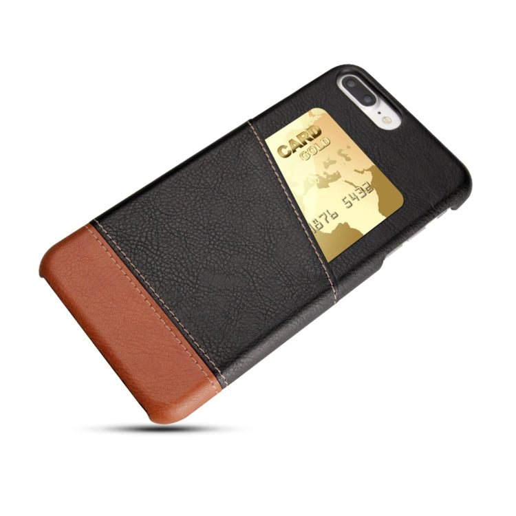 For iPhone 7 Plus / 8 Plus Retro Litchi Texture Stitching Color Protective Case with Card Slots