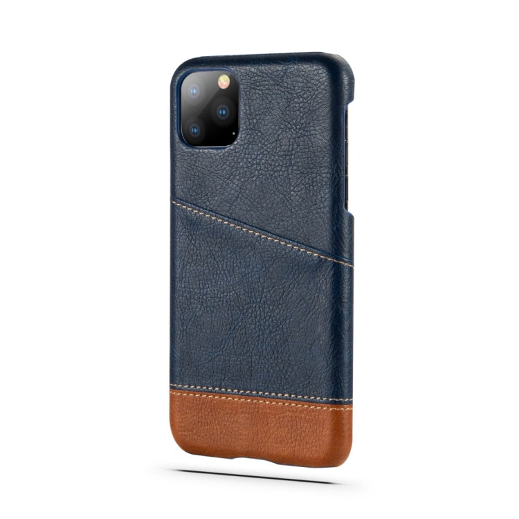 For iPhone 11 Pro Max Retro Litchi Texture Stitching Color Protective Case with Card Slots