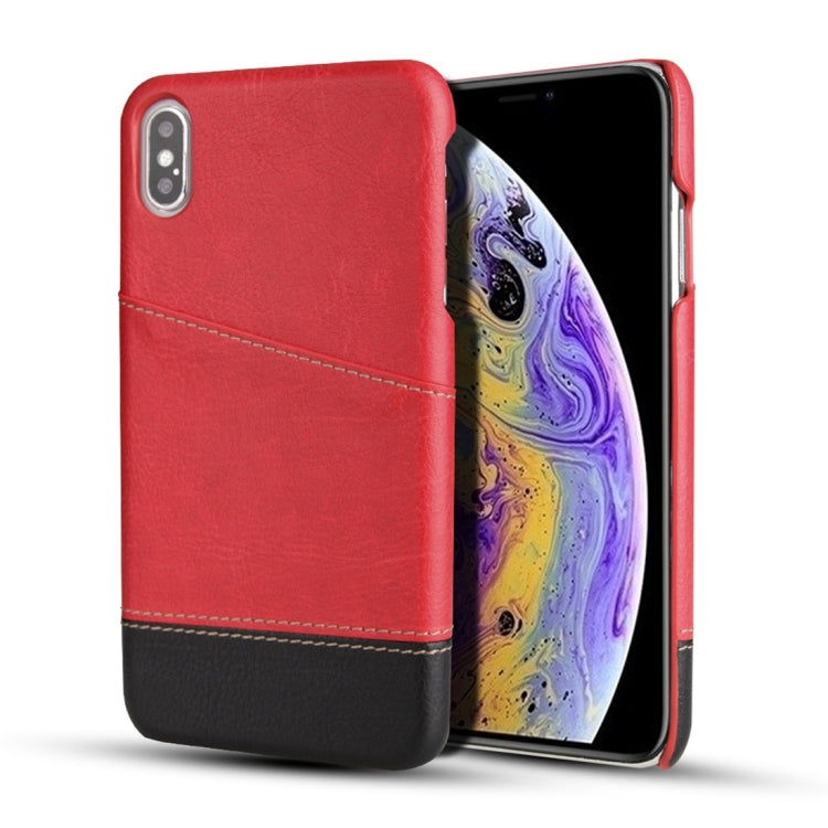 For iPhone X / XS Retro Litchi Texture Stitching Color Protective Case with Card Slots