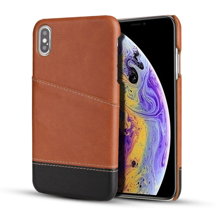 For iPhone XS Max Retro Litchi Texture Stitching Color Protective Case with Card Slots