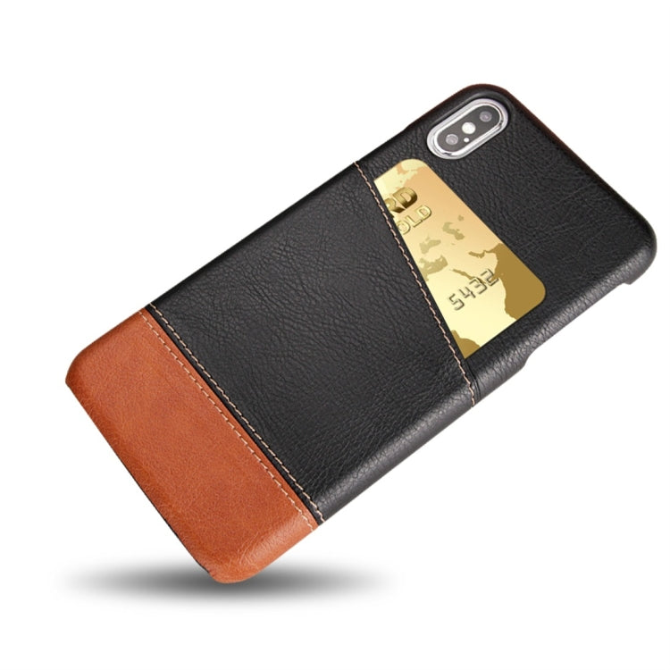 For iPhone XR Retro Litchi Texture Stitching Color Protective Case with Card Slots
