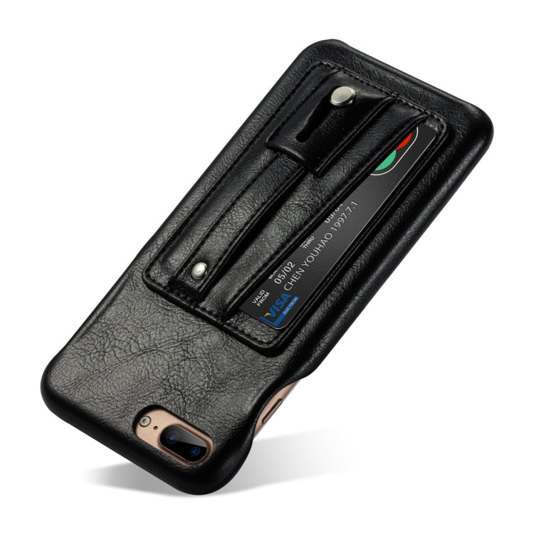 For iPhone 7 Plus / 8 Plus Shockproof PC + PU Protective Case with Holder & Card Slots