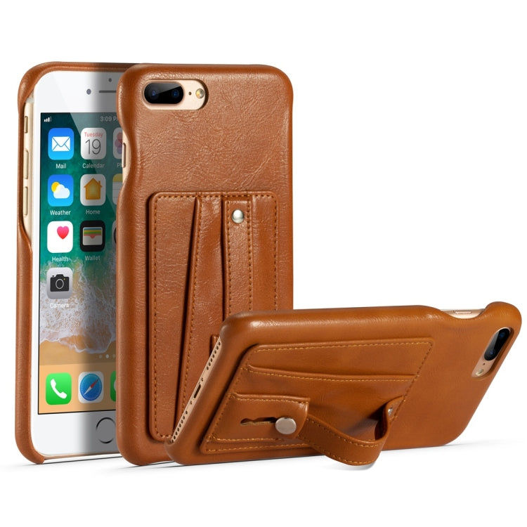 For iPhone 7 Plus / 8 Plus Shockproof PC + PU Protective Case with Holder & Card Slots