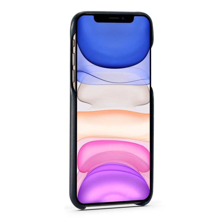 For iPhone 11 Shockproof PC + PU Protective Case with Holder & Card Slots(Blue)