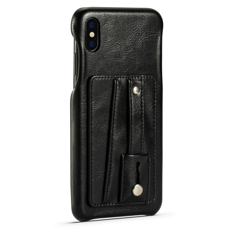 For iPhone XR Shockproof PC + PU Protective Case with Holder & Card Slots