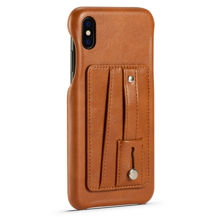 For iPhone XR Shockproof PC + PU Protective Case with Holder & Card Slots