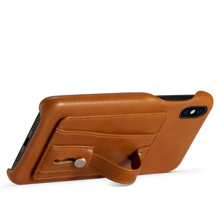 For iPhone XR Shockproof PC + PU Protective Case with Holder & Card Slots