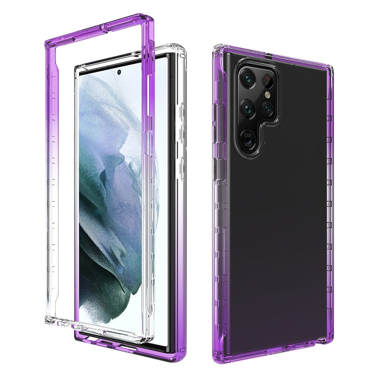 For Samsung Galaxy S22 Ultra 5G Transparency Two-color Gradient PC+TPU Phone Case