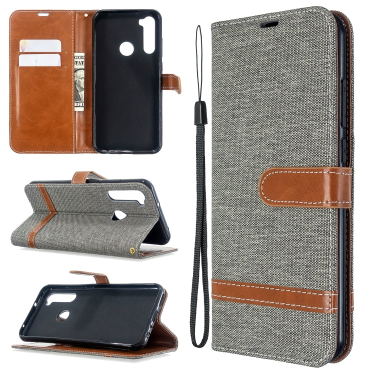For Xiaomi Redmi Note 8T Color Matching Denim Texture Horizontal Flip PU Leather Case with Holder & Card Slots & Wallet & Lanyard