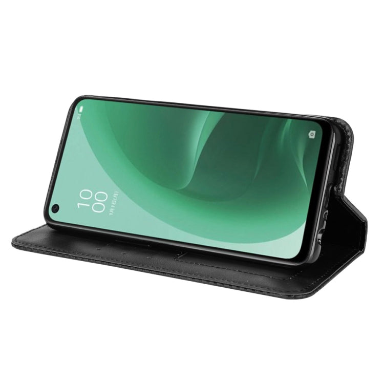 For OPPO A55s 5G JP Version Magnetic Buckle Retro Texture Leather Phone Case