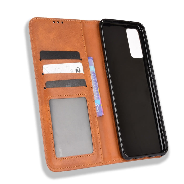 For OPPO A55s 5G JP Version Magnetic Buckle Retro Texture Leather Phone Case