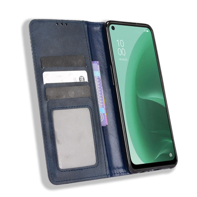 For OPPO A55s 5G JP Version Magnetic Buckle Retro Texture Leather Phone Case