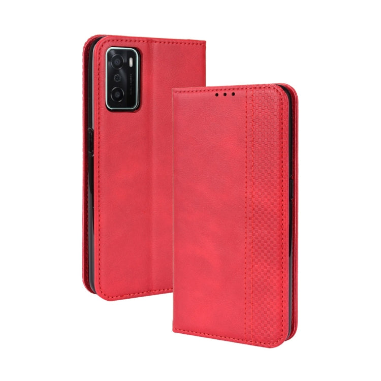 For OPPO A55s 5G JP Version Magnetic Buckle Retro Texture Leather Phone Case