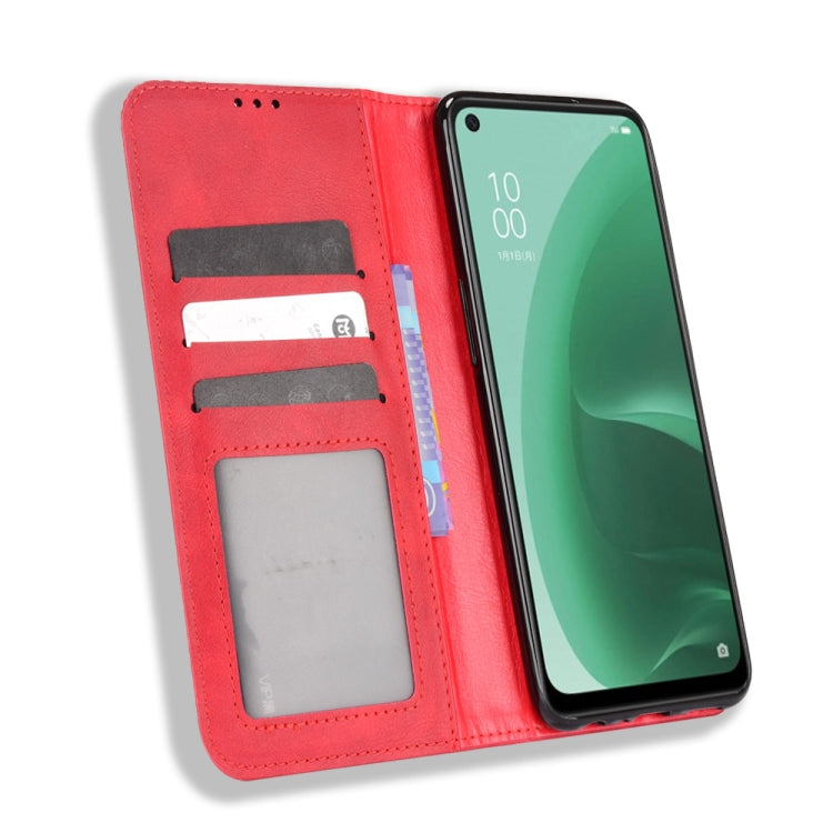 For OPPO A55s 5G JP Version Magnetic Buckle Retro Texture Leather Phone Case