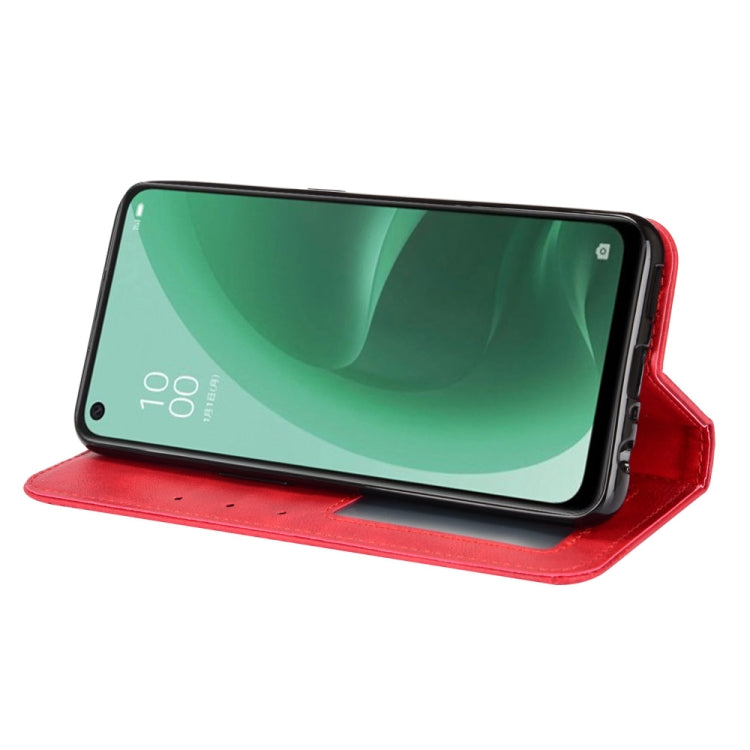 For OPPO A55s 5G JP Version Magnetic Buckle Retro Texture Leather Phone Case