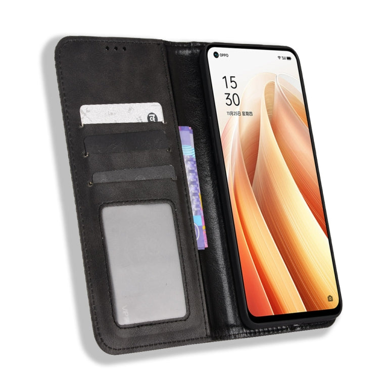For OPPO Reno7 5G Magnetic Buckle Retro Texture Leather Phone Case