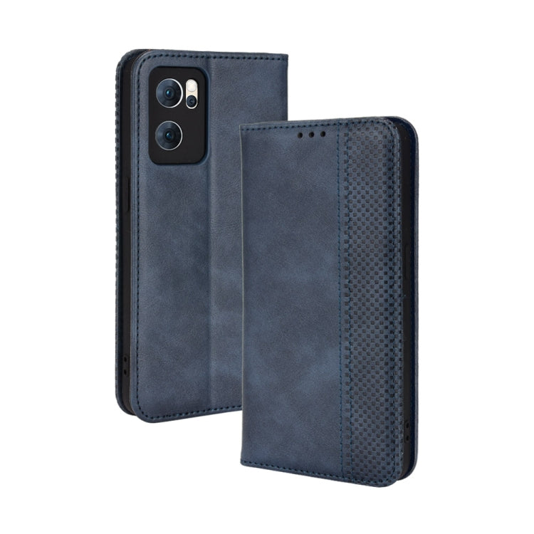 For OPPO Reno7 5G Magnetic Buckle Retro Texture Leather Phone Case
