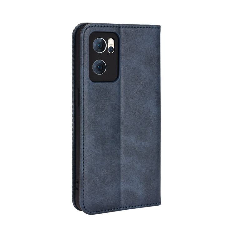 For OPPO Reno7 5G Magnetic Buckle Retro Texture Leather Phone Case