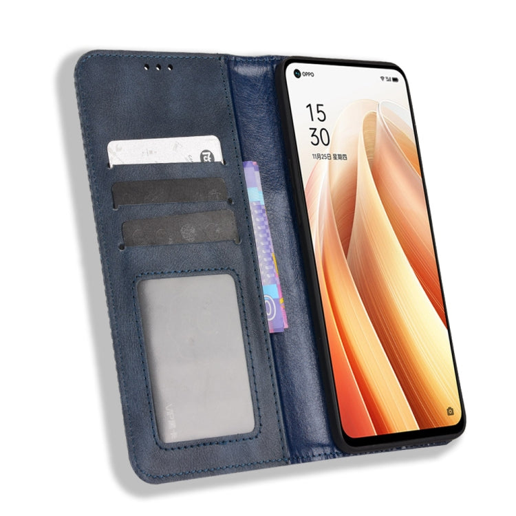 For OPPO Reno7 5G Magnetic Buckle Retro Texture Leather Phone Case